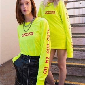 Carly & Erin - CANDE - OMG CUTE -Long Sleeve Shirt -Neon - Large